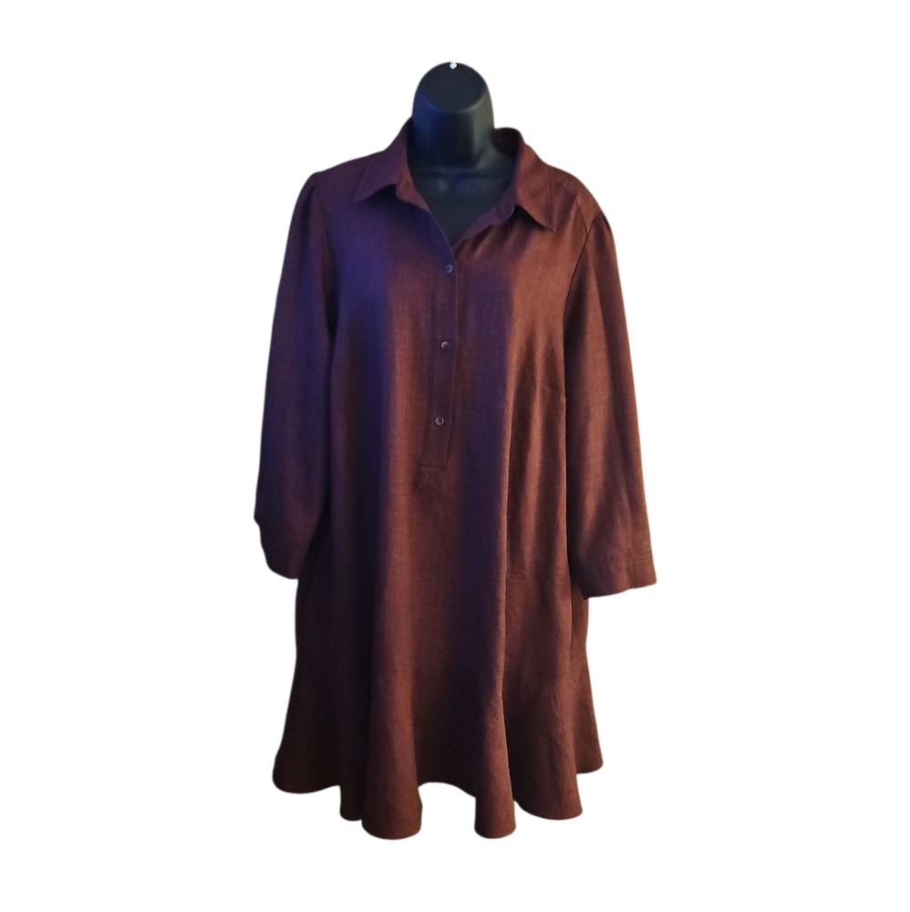 Emma & Michele Burgundy Long Sleeve Dress